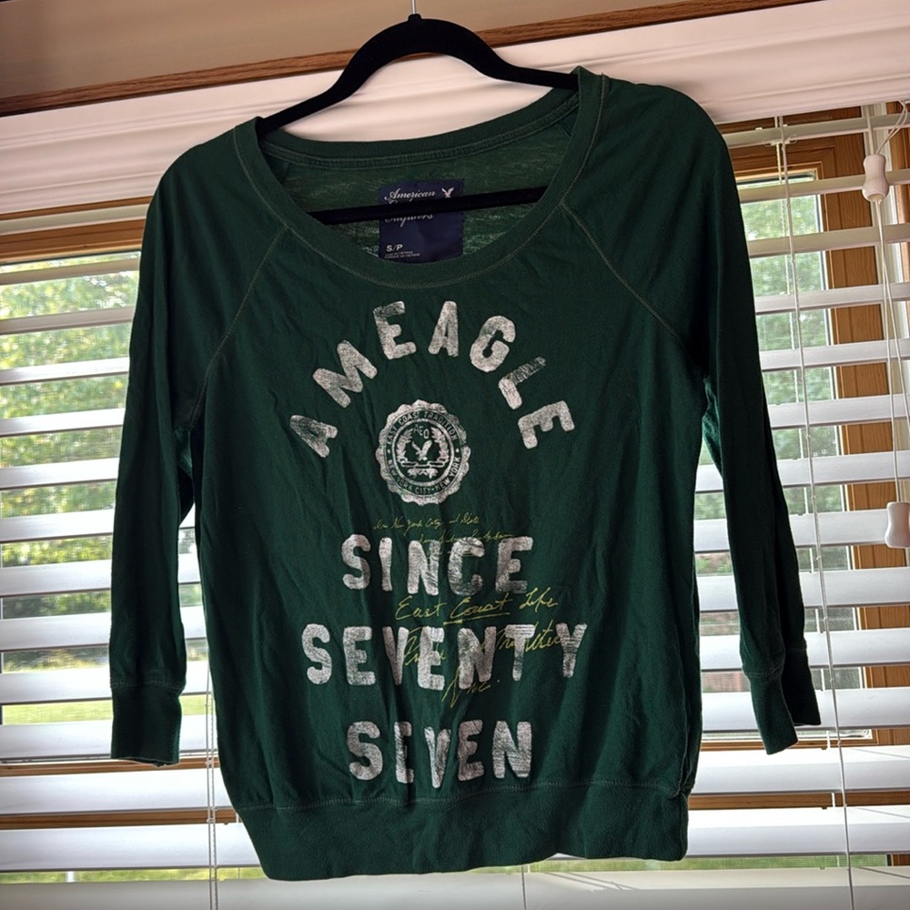 Green Quarter Sleeve American Eagle Shirt